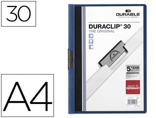 Bolsa dossier durable com clip lateral din a4 azul 30 folhas escuro , Durable , 35043 , 4005546210346